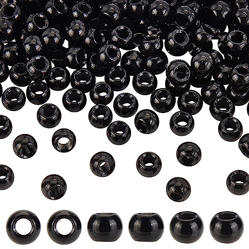 OLYCRAFT 200 Stück 8x6 mm Schwarze Glasperlen Mit 3.5 mm Großem Loch Rondelle Runde Glasperlen Schwarze Lose Perlen Schwarze Kristall Abstandsperlen Für Armbänder Halsketten Schmuckherstellung von OLYCRAFT