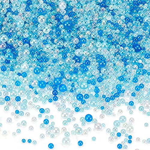 OLYCRAFT 200g Blaue Glasblasenperlen 2~3 mm Nail Art Glasperlen Kein Loch Blasenperlen Blaue Wassertropfen Blasenperlen Winzige Runde Glasperlen Für DIY Handwerk Nail Art Dekoration von OLYCRAFT