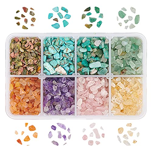 OLYCRAFT 216g Türkis-Chip-Perlen Edelstein-Chips Kein Loch Naturkristallstein Edelstein Zerkleinerte Stücke Unregelmäßig Geformte Getrommelte Quarz-Chips Steine Für Dekoration Gemischte Farben von OLYCRAFT