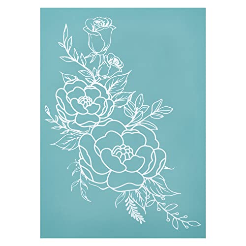 OLYCRAFT 22x28cm Rose FLower Siebdruckschablone Selbstklebende Mesh Transfers Schablonen Wiederverwendbare Frühlingsblumenschablonen zum Drucken auf Holz Kissen Stoff Taschen T-Shirts OLYCRAFT 22x28cm Rose FLower Siebdruckschablone Selbstklebende Mesh Transfers Schablonen Wiederverwendbare Frühlingsblumenschablonen zum Drucken auf Holz Kissen Stoff Taschen T-Shirts von OLYCRAFT