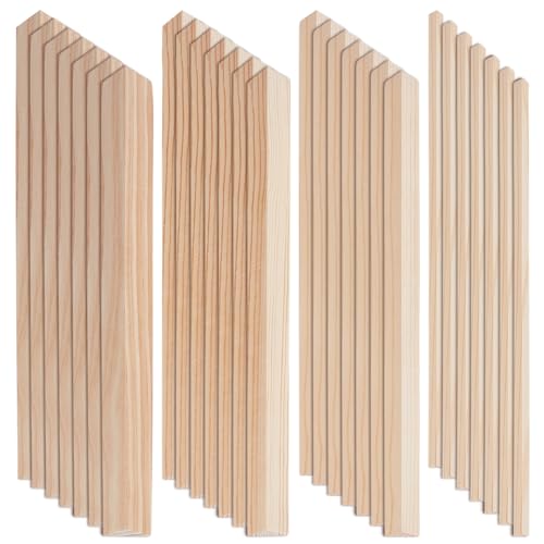 OLYCRAFT 24 Stück 4 Größen Dreieckige Holzstäbe 25cm Lang Unbehandelte Holzdübelstangen Dreieckige Dübelstreifen 10/12/15/17mm Hartholzdübelstäbe DIY Bastelstäbe Für Bastel Und Kunstprojekte von OLYCRAFT