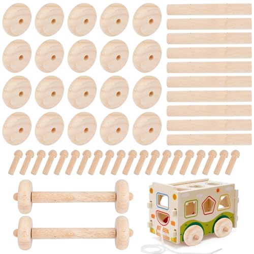 OLYCRAFT 24 Stück 46x15mm Holzräder Mit 36 Stück Holzstäbchen 7mm Loch Unfertiges Holzrad Blanko Kleine Holzräder Flache Runde Holzbastelräder Für DIY Modellautos Holzbastelbedarf OLYCRAFT 24 Stück 46x15mm Holzräder Mit 36 Stück Holzstäbchen 7mm Loch Unfertiges Holzrad Blanko Kleine Holzräder Flache Runde Holzbastelräder Für DIY Modellautos Holzbastelbedarf von OLYCRAFT