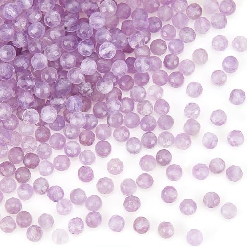 OLYCRAFT 240 Stück 3mm Natürliche Facettierte Amethyst Perlen Facettierte Perlen Natürliche Facettierte Steinperlen 0.5~0.6mm Loch Amethyst Edelsteinperlen Für Schmuckherstellungszubehör von OLYCRAFT