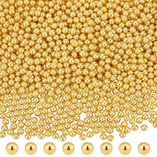 OLYCRAFT 2400 Stück 4mm Golden Pearl Perlen Ohne Loch Lose ABS Kunststoff Perlen Perlen Harzfüllmaterial Perlen Perlen Für Die Harzherstellung, Nail-Art, Bilden, Schmuckherstellung Und Hochzeit von OLYCRAFT