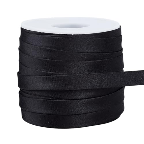 OLYCRAFT 25 m Schwarzes Satin Deckenband Doppelt Gefaltet Satin Schrägband Polyester Quiltband Deckennaht Bindungen Nähen Paspelbesatz Zum Nähen von Kleidung Cheongsam Dekor von OLYCRAFT