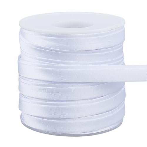 OLYCRAFT 25 m Weißes Satin Deckenband Doppelt Gefaltet Satin Schrägband Polyester Quiltband Deckennaht Bindungen Nähen Paspelbesatz Zum Nähen von Kleidung Cheongsam Dekor von OLYCRAFT