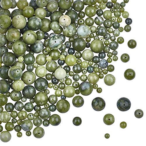 OLYCRAFT 273 Stück Natürliche TaiWan Jade Perlen Grüner Felsen Perlen 4mm 6mm 8mm 10mm 12mm Natur Jasper Perlen Runde Lose Edelsteinperlen Energiestein Für Armband Halskette Schmuckherstellung von OLYCRAFT