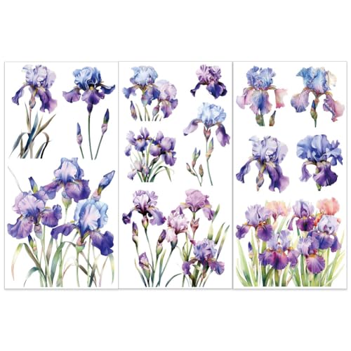OLYCRAFT 3 Stück/Set Iris Transferfolien Zum Aufreiben Für Möbel Und Kunsthandwerk 15x30cm Blumendekor Transferaufkleber Florale Abziehbilder Zum Aufreiben Für Holzmöbel Heimdekorationen OLYCRAFT 3 Stück/Set Iris Transferfolien Zum Aufreiben Für Möbel Und Kunsthandwerk 15x30cm Blumendekor Transferaufkleber Florale Abziehbilder Zum Aufreiben Für Holzmöbel Heimdekorationen von OLYCRAFT