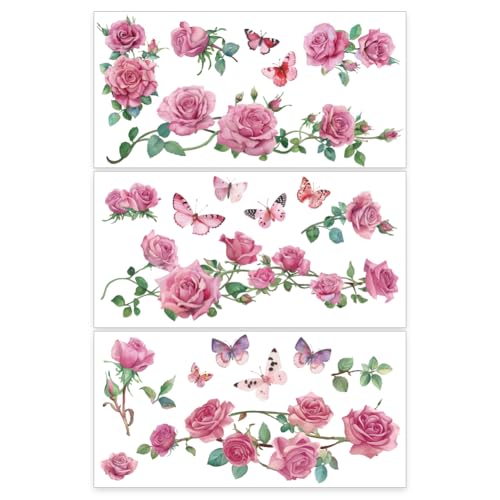 OLYCRAFT 3 Stück/Set Rosen Abziehbilder Zum Aufreiben Für Möbel Und Kunsthandwerk 30x15cm Große Rose Mit Schmetterlings Dekor Transferaufkleber Blumen Abziehbilder Zum Aufreiben OLYCRAFT 3 Stück/Set Rosen Abziehbilder Zum Aufreiben Für Möbel Und Kunsthandwerk 30x15cm Große Rose Mit Schmetterlings Dekor Transferaufkleber Blumen Abziehbilder Zum Aufreiben von OLYCRAFT