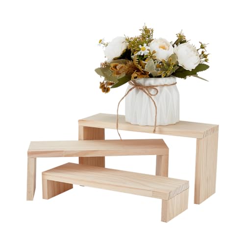 OLYCRAFT 3-Stufiger Rechteckiger Schmuckständer Aus Holz Schmuckständer Aus Holz Abgestufter Regal-Organizer Unbehandeltes Holz Schmuckständer Für Die Aufbewahrung von Schmuck Display-Kollektion von OLYCRAFT