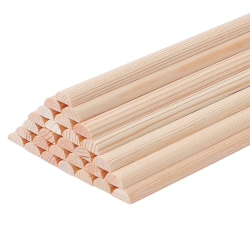 OLYCRAFT 30 Stück 151mm Holzdübelstangen 7x3.5mm Halbrunde Dübelstangen Unlackierte Holz Bastelstäbe Bogen Holzdübelstangen Halbrunde Bastelstäbe Zum Flechten von Tapisserie DIY Bastelarbeiten von OLYCRAFT