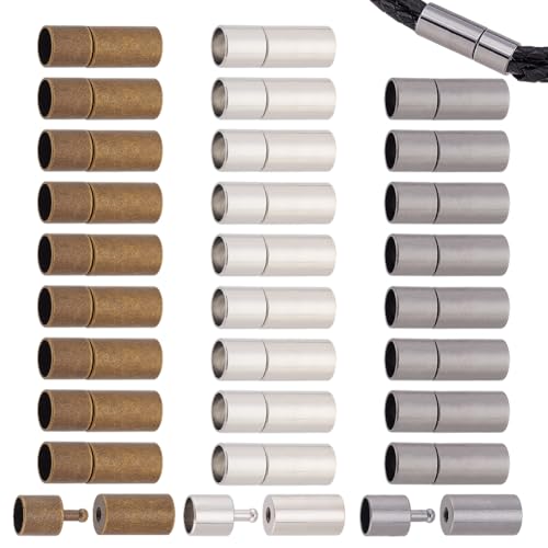 OLYCRAFT 30 Stück 3 Farben Messingverschlüsse Lederkordelende 6mm Verschlüsse Lederarmbandschnalle Lederkordel Endverschluss Verschlüsse Lederarmbandzubehör Für Armband Halsketten von OLYCRAFT