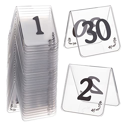 OLYCRAFT 30 Stück Acryl Zeltart Tischnummernschilder Doppelseitige Zahlen 1-30 Transparent Hochwertiges Acryl Material für Hochzeit Party Bankette Empfänge Abendessen OLYCRAFT 30 Stück Acryl Zeltart Tischnummernschilder Doppelseitige Zahlen 1-30 Transparent Hochwertiges Acryl Material für Hochzeit Party Bankette Empfänge Abendessen von OLYCRAFT