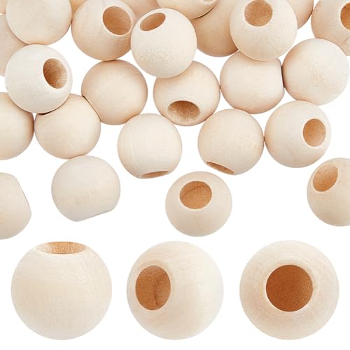 OLYCRAFT 30 Stück Endkappen Für Holzdübelstangen 15mm Durchmesser Halb Gebohrte Massive Holzperlen Zum Basteln 6mm Loch Zum Basteln Runde Unbehandelte Naturholzkugel Für Kunst Und Handwerk von OLYCRAFT