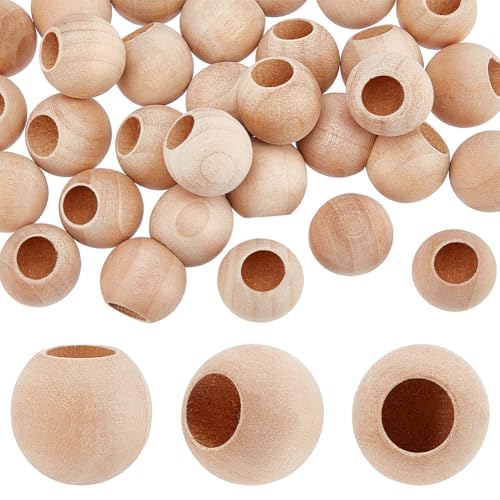 OLYCRAFT 30 Stück Holzdübelstangen-Endkappen, 1,8 cm im Durchmesser, massive Holzperlen, halb gebohrt, 0,8 cm Loch zum Basteln, rund, unlackiert, Naturholzkugel für Kunst und Handwerk OLYCRAFT 30 Stück Holzdübelstangen-Endkappen, 1,8 cm im Durchmesser, massive Holzperlen, halb gebohrt, 0,8 cm Loch zum Basteln, rund, unlackiert, Naturholzkugel für Kunst und Handwerk von OLYCRAFT