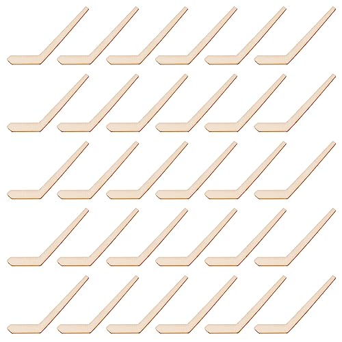 OLYCRAFT 30 Stück Unlackierte Holz Hockeyschläger Rohlinge Aus Holz Hockey Form Holzstücke Unlackierte Rohlinge Naturholzausschnitte Für DIY Projekte Malerei Zeichnen Zuhause Party Dekoration von OLYCRAFT