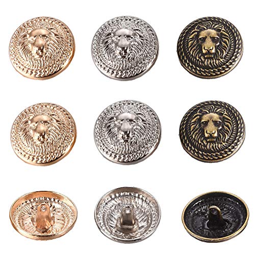 OLYCRAFT 30Stk Metall Blazer Button Set Lion Crest Vintage 25mm Shank Buttons 3 Farben Für Blazer, Anzüge, Mantel, Uniform Und Jacke - Golden, Silbern Silberfarbig, Antik Bronze von OLYCRAFT