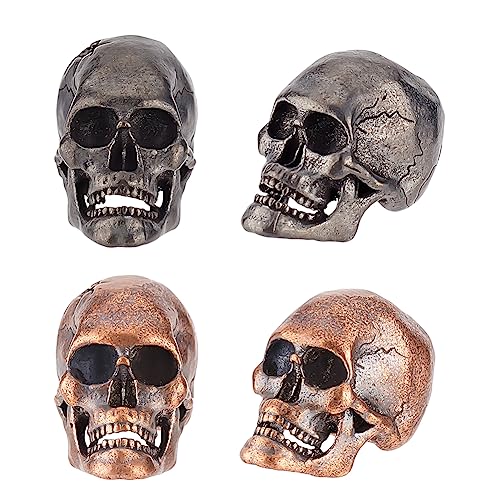 OLYCRAFT 4 Stück 2 Farben Totenkopf Parakord Perlen Aus Messing Europäische Perlen Große Loch Perlen 6 mm Loch Parakord Perlen Skelett Perlen Zubehör Für Armbänder Halsketten Schmuckherstellung von OLYCRAFT