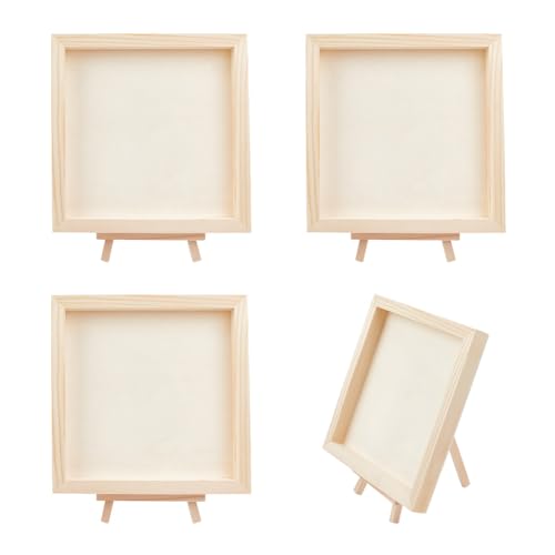 OLYCRAFT 4 Stück Unfertige Holzleinwand Mit 4 Stück Faltbaren Dreieckigen Staffeleien 20x20cm Große Holztafeln Leinwand Kunstbedarf Holz Bilderrahmen Staffelei Set Zum Malen Tonbasteln Kunst OLYCRAFT 4 Stück Unfertige Holzleinwand Mit 4 Stück Faltbaren Dreieckigen Staffeleien 20x20cm Große Holztafeln Leinwand Kunstbedarf Holz Bilderrahmen Staffelei Set Zum Malen Tonbasteln Kunst von OLYCRAFT