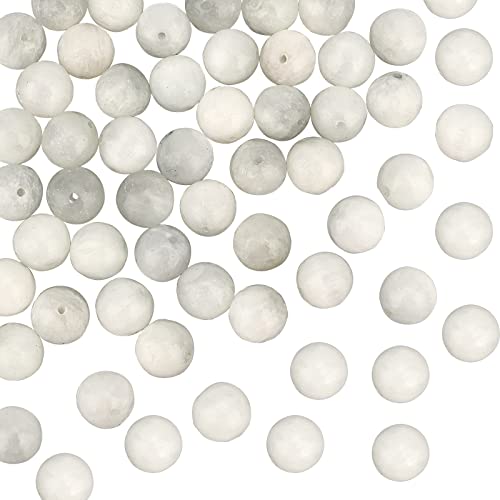 OLYCRAFT 46 Stück Natürliche Selenit Perlen 8mm Weiße Gefrostete Perlen Matte Runde Lose Perlen Steinedelstein Energie Perlen Für Armbänder Halsketten Schmuckherstellung DIY-Handwerk von OLYCRAFT