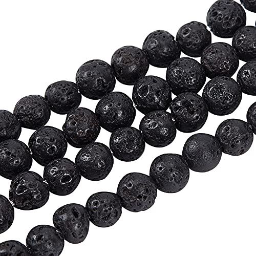 OLYCRAFT 470pcs 4mm Vulkangestein Perlen Schwarze Chakra Perlen Energie Heilung Lava Perlen Runde Edelstein Lose Perlen für Armband Schmuckherstellung von OLYCRAFT