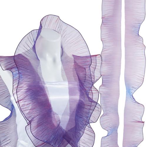 OLYCRAFT 5,5 Meter Rüschen, plissiert, Chiffon-Bordüre, schillerndes Rüschenband, lila Tüll, dekorative Rüschen, Spitzenbordüre, Retro-Organza-Stoffbesatz für Heimwerker, Hochzeitskleid, Basteln OLYCRAFT 5,5 Meter Rüschen, plissiert, Chiffon-Bordüre, schillerndes Rüschenband, lila Tüll, dekorative Rüschen, Spitzenbordüre, Retro-Organza-Stoffbesatz für Heimwerker, Hochzeitskleid, Basteln von OLYCRAFT