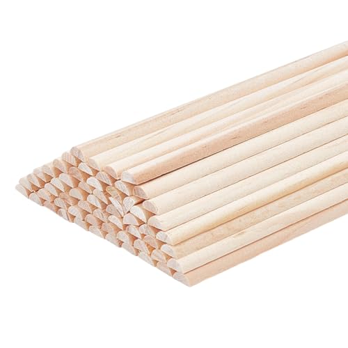OLYCRAFT 50 Stück 15 cm Holzdübelstäbe, halbrund, geteilte Holzdübelstäbe, halbrunde Streifen, unlackierte Holzstäbe, Bogendübelstangen für Bastelarbeiten, Flechten, Wandteppich, Heimdekoration von OLYCRAFT
