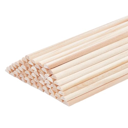 OLYCRAFT 50 Stück 30 cm Holzdübelstäbe, halbrund, unlackierte Holzstäbe, geteilte Holzdübelstäbe, halbrunde Streifen, Bogendübelstangen für Bastelarbeiten, Flechten, Wandteppich, Heimdekoration von OLYCRAFT
