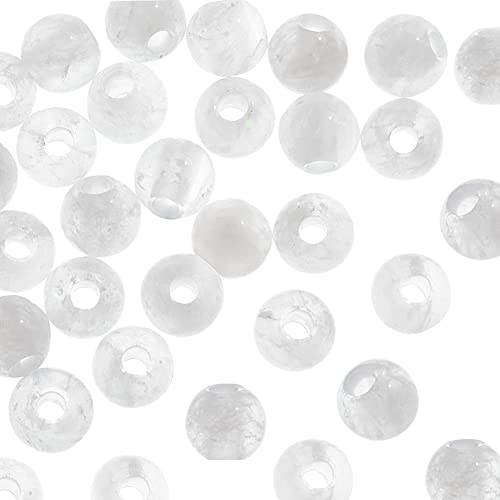 OLYCRAFT 50 Stück 6 mm Natürliche Klare Quarzkristallperlen Runder Weißer Kristallperlenabstandshalter Natürliche Glatte Edelsteinperlen Für Halsketten Armbänder Schmuckherstellung - Loch 2 mm von OLYCRAFT
