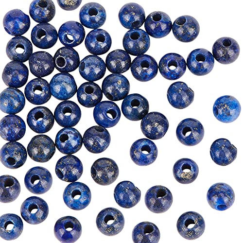 OLYCRAFT 50 Stück Natürliche Lapislazuli Perlen 2 mm Loch Natursteinperlen 6 mm Runde Lose Perlen Runde Edelsteinperlen Energiestein Für Armband Halskette Ohrring Schmuckherstellung DIY Handwerk von OLYCRAFT