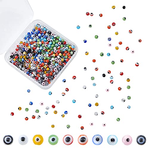 OLYCRAFT 500 Stück Nazar Boncuk Perlen Handgefertigte Lampwork Perlen 10 Farben Glasperlen DIY Crafts Böse Blick Perlen Für Armbänder Halskette Ring DIY Schmuck Craft Making - Durchmesser 4mm von OLYCRAFT