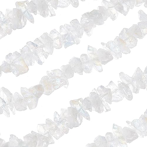 OLYCRAFT 54~64 Stück Galvanisierte Natürliche Quarzkristall Perlenstränge 1 mm Lochnuggets Kristallquarzpunkte Perlen Regenbogen Überzogene Steine Für DIY Handwerk Halskette Schmuckherstellung von OLYCRAFT