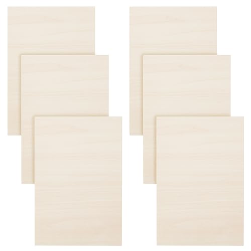 OLYCRAFT 6Pcs Unfinished Wood Sheet 200x300mm DIY Craft Wood Sheet 1.7mm Thin Wooden Board Rectangle Wood Plank Laser Cut Wood Board for DIY Wood Model Crafts Painting Woodworking Supplies von OLYCRAFT