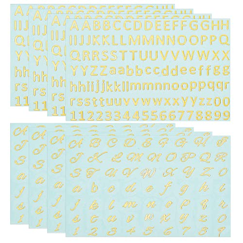 OLYCRAFT 8 Blatt Mini Metall Alphabet Nummern Aufkleber Selbstklebende Metall Buchstaben Aufkleber Kleine Glitzernde Goldene Buchstaben Aufkleber Für Epoxidharz DIY Kunsthandwerk Sammelalben von OLYCRAFT