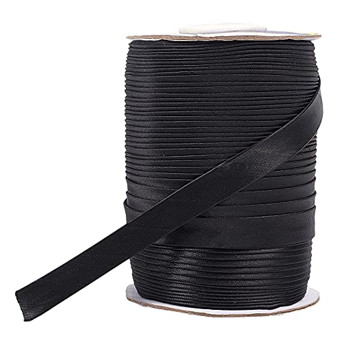 OLYCRAFT 80M Fold Bias Tape Polyesterband, Schrägband Schwarzes Polyesterband Für Die Inneneinrichtung, Geschenke Einpacken von OLYCRAFT