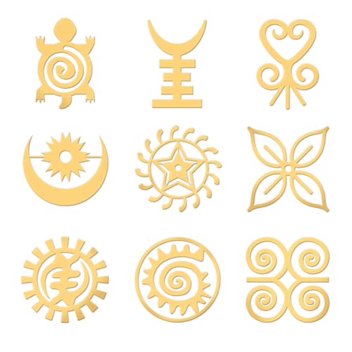 OLYCRAFT 9 Stück 4x4 cm Adinkra-Aufkleber Afrikanische Symbole Selbstklebende Goldaufkleber Symbolthema Metall-Goldaufkleber Für Sammelalben DIY-Harzhandwerk Telefon-/Wasserflaschen-Dekor OLYCRAFT 9 Stück 4x4 cm Adinkra-Aufkleber Afrikanische Symbole Selbstklebende Goldaufkleber Symbolthema Metall-Goldaufkleber Für Sammelalben DIY-Harzhandwerk Telefon-/Wasserflaschen-Dekor von OLYCRAFT