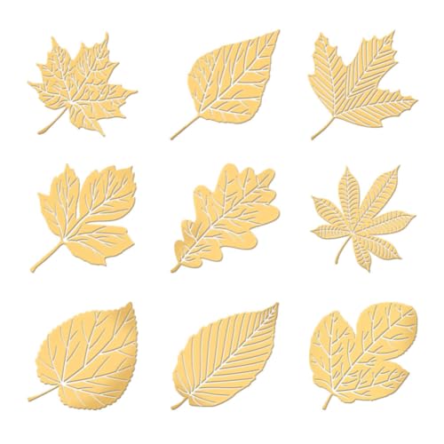 OLYCRAFT 9 Stück 4x4 cm Blätteraufkleber Ahornblätter Selbstklebende Goldene Aufkleber Herbstthema Metallgoldaufkleber Für Sammelalben DIY-Harzhandwerk Telefon-Wasserflaschendekor von OLYCRAFT