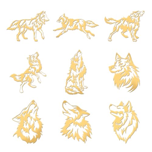 OLYCRAFT 9 Stück 4x4 cm Wolf-Metallaufkleber Wolf-Heul-Muster Selbstklebende Goldene Aufkleber Tierthema Metall-Goldaufkleber Für Sammelalben DIY Kunstharz Basteln Telefon Wasserflasche Dekor OLYCRAFT 9 Stück 4x4 cm Wolf-Metallaufkleber Wolf-Heul-Muster Selbstklebende Goldene Aufkleber Tierthema Metall-Goldaufkleber Für Sammelalben DIY Kunstharz Basteln Telefon Wasserflasche Dekor von OLYCRAFT