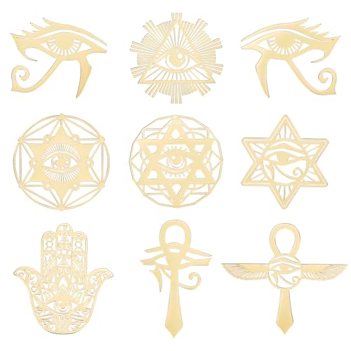 OLYCRAFT 9 Stück 4x4cm Goldene Metallaufkleber Auge von Ägypten Metallaufkleber Selbstklebende Aufkleber Religiöse Themen Epoxidaufkleber Allsehendes Auge Pyramidenaufkleber von OLYCRAFT