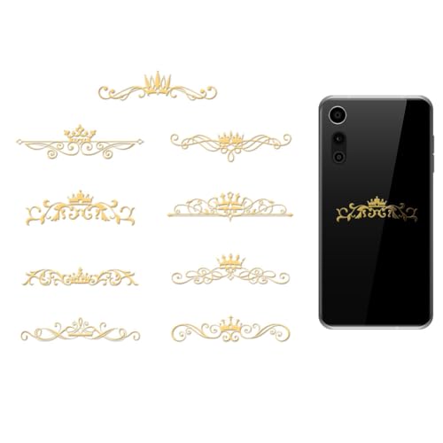 OLYCRAFT 9 Stück 4x4cm Goldene Metallaufkleber Krone Selbstklebender Bildaufkleber Vintage Rand Scrapbook Rand Metallaufkleber Goldgemusterter Aufkleber Für DIY Scrapbooks Telefondekoration von OLYCRAFT
