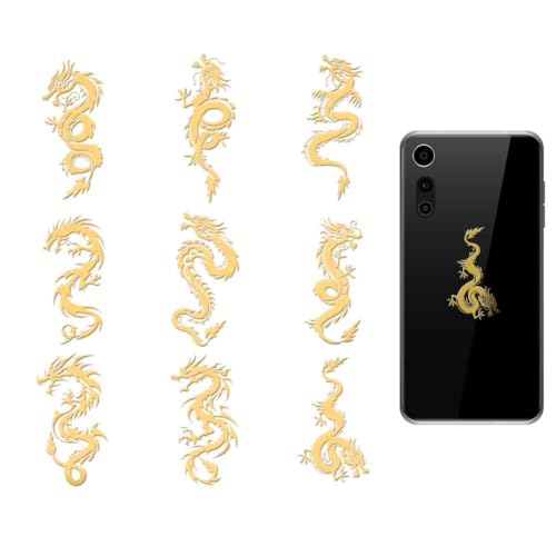 OLYCRAFT 9 Stück 4x4cm Goldene Metallaufkleber Mit Chinesischem Drachen Selbstklebende Dekorative Aufkleber Selbstklebende Bildaufkleber Metallaufkleber Epoxidaufkleber Für DIY Scrapbooks Epoxidharz von OLYCRAFT