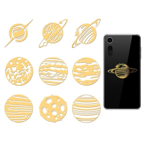 OLYCRAFT 9 Stück 4x4cm Goldene Metallaufkleber Planeten Metallaufkleber Sterne Selbstklebende Aufkleber Planetenthema Epoxidaufkleber Für DIY Sammelalben Epoxidharz Dekoration von OLYCRAFT