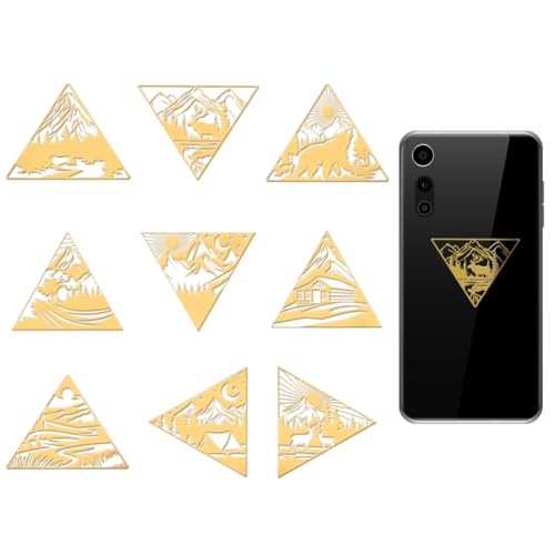 OLYCRAFT 9 Stück 4x4cm Goldene Metallaufkleber Wald Metallaufkleber Berge Hirsch Selbstklebende Aufkleber Natürliche Landschaft Epoxid Aufkleber Metallaufkleber Für DIY Scrapbooks Epoxidharz von OLYCRAFT