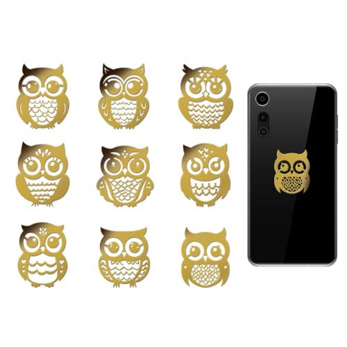 OLYCRAFT 9 Stück 4x4cm Große Metallaufkleber Mit Eulenmuster Tiersilhouette Selbstklebende Goldene Aufkleber Tiermotiv Metall Goldaufkleber Für Sammelalben DIY Harzbasteleien Telefondekor von OLYCRAFT