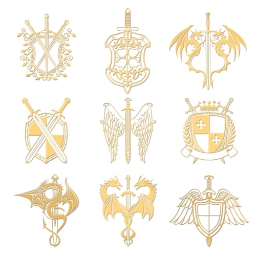 OLYCRAFT 9 Stück 4x4cm Schwertschild Aufkleber Western Drachen Aufkleber Selbstklebende Goldene Metallaufkleber Drachenschwert Metallaufkleber Für Sammelalben DIY Basteln Telefondekoration OLYCRAFT 9 Stück 4x4cm Schwertschild Aufkleber Western Drachen Aufkleber Selbstklebende Goldene Metallaufkleber Drachenschwert Metallaufkleber Für Sammelalben DIY Basteln Telefondekoration von OLYCRAFT