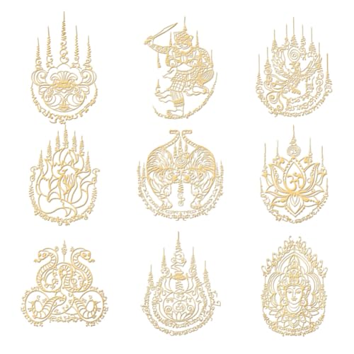 OLYCRAFT 9 Stück 4x4cm Thailändische Sak Yant Aufkleber Schriftaufkleber Selbstklebende Goldene Metallaufkleber Tiger Neunschwänziger Fuchs Metallaufkleber Für DIY Handwerk Telefondekor OLYCRAFT 9 Stück 4x4cm Thailändische Sak Yant Aufkleber Schriftaufkleber Selbstklebende Goldene Metallaufkleber Tiger Neunschwänziger Fuchs Metallaufkleber Für DIY Handwerk Telefondekor von OLYCRAFT