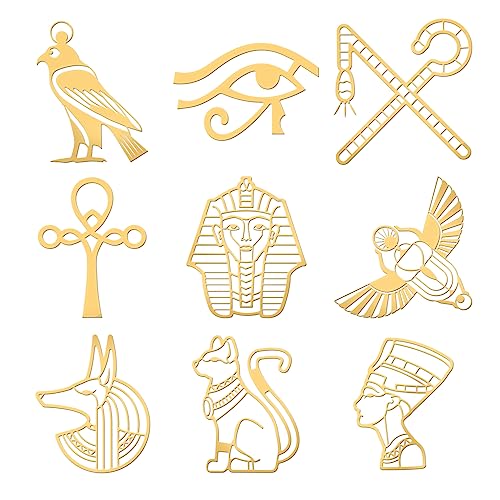 OLYCRAFT 9 Stück Heilige Geometrie Aufkleber Ägyptisches Muster Abziehbilder Aufkleber Pharaonen Muster Goldfarbener Metallaufkleber Für Kunstharz Kunsthandwerk Telefondekorationen - 4x4 cm von OLYCRAFT
