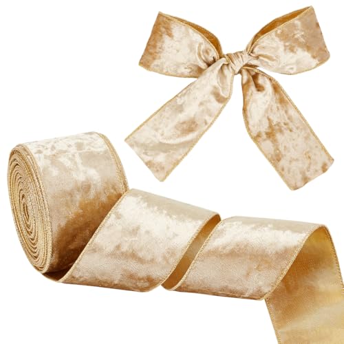 OLYCRAFT 9 m Champagner Goldenes Samtband Mit Draht 5cm Breit Einseitiger Samtstoffbesatz Samtband Mit Goldrand Und Goldener Rückseite von Geschenken Zum Basteln von Schleifen Weihnachtsdekoration OLYCRAFT 9 m Champagner Goldenes Samtband Mit Draht 5cm Breit Einseitiger Samtstoffbesatz Samtband Mit Goldrand Und Goldener Rückseite von Geschenken Zum Basteln von Schleifen Weihnachtsdekoration von OLYCRAFT
