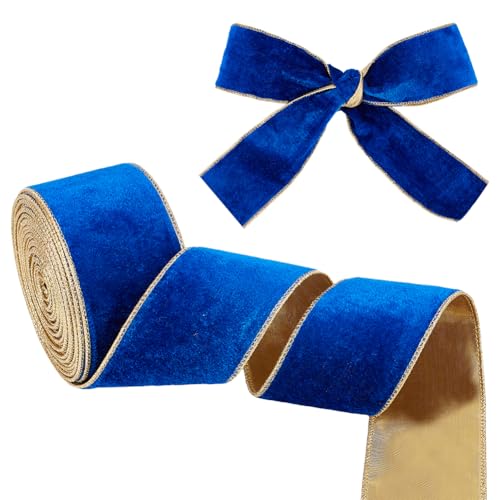 OLYCRAFT 9.1 m Königsblaues Samtband Mit Draht 6.3cm Breites Samtband Einseitiges Samtstoffband Besatz Samtband Mit Goldrand Zum Verpacken von Geschenken Schleifenbasteln Weihnachtsdekoration OLYCRAFT 9.1 m Königsblaues Samtband Mit Draht 6.3cm Breites Samtband Einseitiges Samtstoffband Besatz Samtband Mit Goldrand Zum Verpacken von Geschenken Schleifenbasteln Weihnachtsdekoration von OLYCRAFT