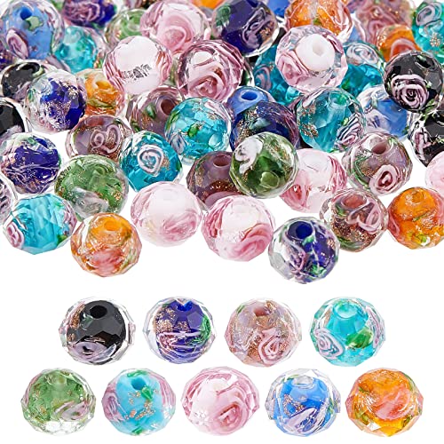 OLYCRAFT 90Pcs Gold Sand Lampwork Perlen Stränge Handgemachte Innere Blumen Perlen Facettierte Rondelle Perlen Für Schmuckherstellung 8x6mm - Mischfarben OLYCRAFT 90Pcs Gold Sand Lampwork Perlen Stränge Handgemachte Innere Blumen Perlen Facettierte Rondelle Perlen Für Schmuckherstellung 8x6mm - Mischfarben von OLYCRAFT